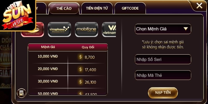 Nạp Rút Tiền Sunwin Nhanh Chóng An Toàn Chỉ Trong Vài Bước 2 Nạp rút tiền Sunwi nhanh chóng